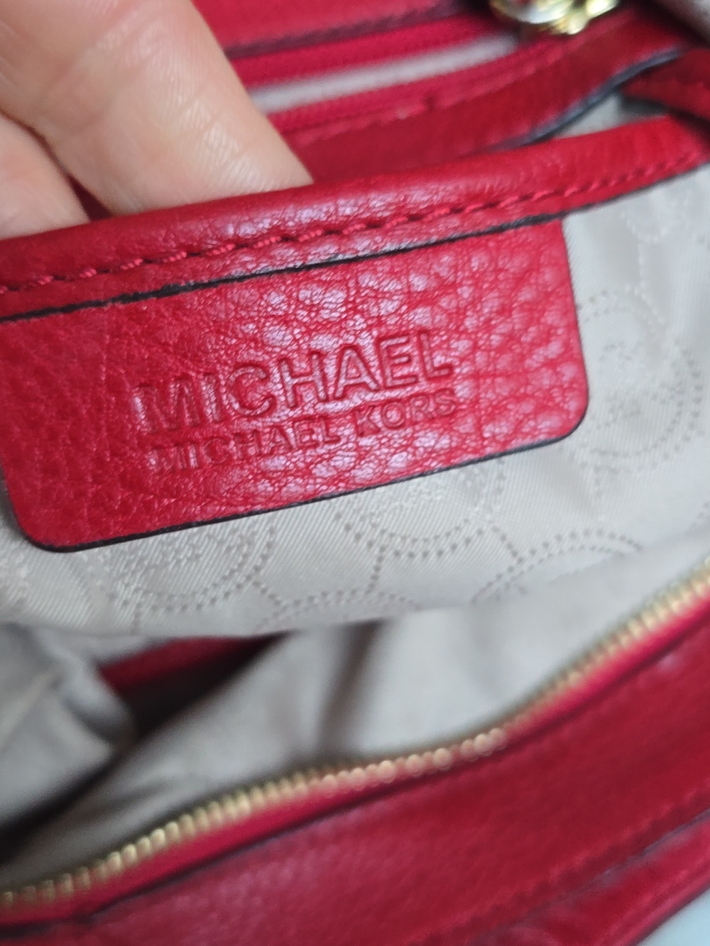 Michael Kors Red Leather Bedford Bowling Satchel Shoulder Handbag - Picture 7 of 14